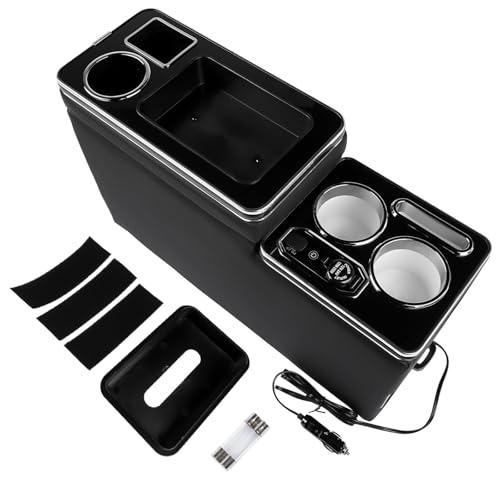 Flynsu Compartimento de Almacenamiento de la Consola Central con 1 Salida para Encendedor de Cigarrillos, 3 Puertos USB, 2 portavasos, 1 Soporte para teléfono y 1 cajón Compatible con T4 T5