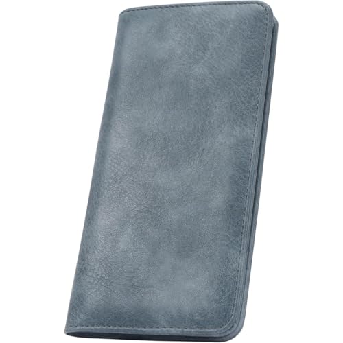 Ultra Thin Genuine Leather Wallet for Women Bifold RFID Blocking for Credit Cards (Blue-1)