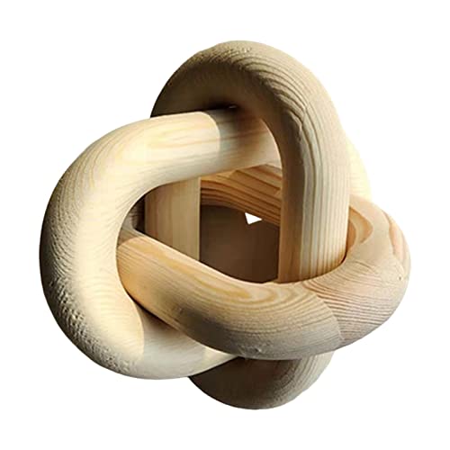 LOVIVER Bohemian Wood Chain Link Sculpture Knot Decor Shelf Decor Wooden Decorative Farmhouse Party Living Room Bedroom, Beige