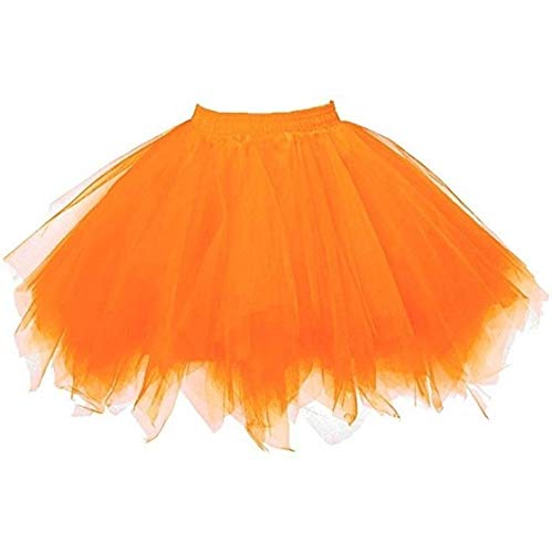 Zac's Alter Ego 80s Club Fancy Dress Adult Women's 4 Layer Tutu Skirt Including Silk Lining - Layered Tulle Petticoat Halloween Fairy Princess Angel (Orange) โ image 1