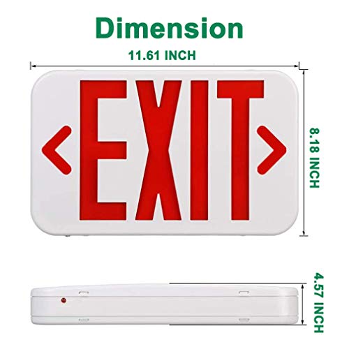 Ostek Red Led Exit Emergency Sign Light - Standard - Battery Backup, Dual Led Lamp Abs Fire Resistance Ul-Listed 120-277V (Red Exit Sign) #TOP4