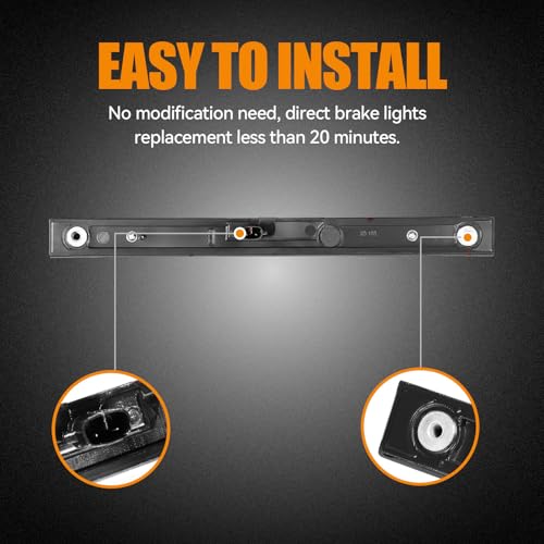 Image of Third 3rd Brake Light LED for 2013-2018 Toyota Rav4, High Mount Rear Brake Lights Assembly for 2010-2019 Lexus GX460, Waterproof Center Cab Lamp Stop Light (Black)