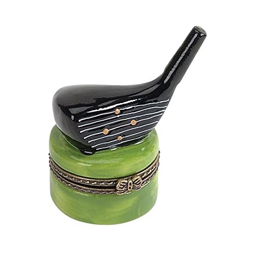 Navika PGA Driver Golf Club Limoge Porcelain Box, Green, 2-3"