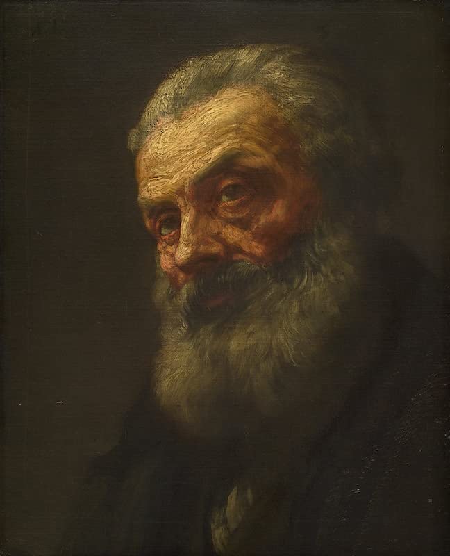 Affiche toile Alphonse Legros 60x90cm - Portrait de vieil homme pour décoration salon moderne