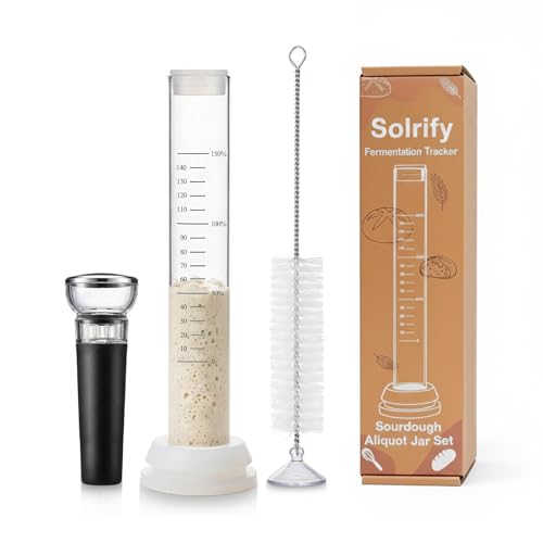 Image of Sourdough Aliquot Jar Set, Glass Fermentation Tracker Tube with 0-150% Scale, Precision Sourdough Starter Kit for Dough Rise, Bread Proofing, Home Baking Supplies (1 Pack)