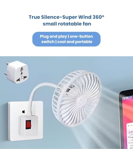 Image of Mini Compact 5-Inch Fan with On /Off Switch & 360 Adjustable Hose Pipe | Portable Personal Cooling Fan for Kitchen, Bathroom, Home & Office Use