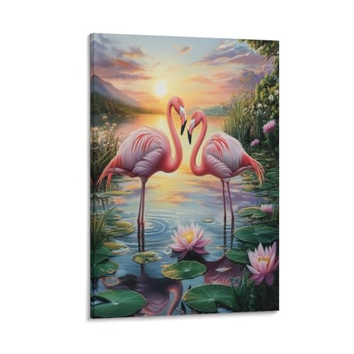 Flamant rose Murale Decoration de couloir élégante et chic Toile 20x30"