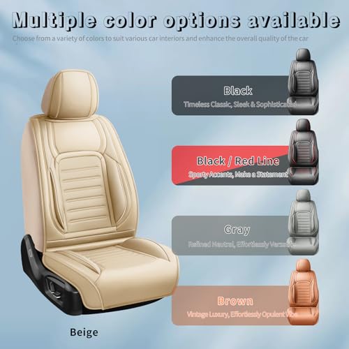 Image of Fit Equinox Premium Leather Car Seat Covers for Chevrolet /Chevy Equinox 2011-2025 2026, Breathable Waterproof All-Weather Seat Cushion Protector, Airbag Compatible, 2 Front Seat Beige