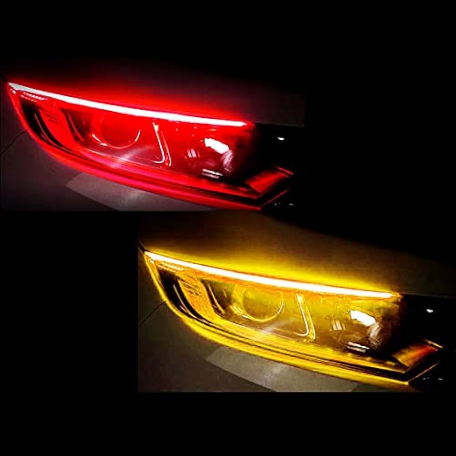 [IFUCLI]流れるウインカー シーケンシャルウインカー LED LEDテープ LEDライト 60cm 極薄 ポジションランプ 2本セット 車  カー用品 装飾 ライト (レッド/イエロー)