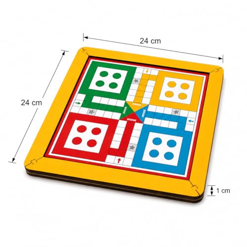 Image of 2 in 1 Wooden Board Game | Ludo & Snakes and Ladders | Reversible Wooden Game Board | 24 x 24 cm | Family & Kids Board Game
