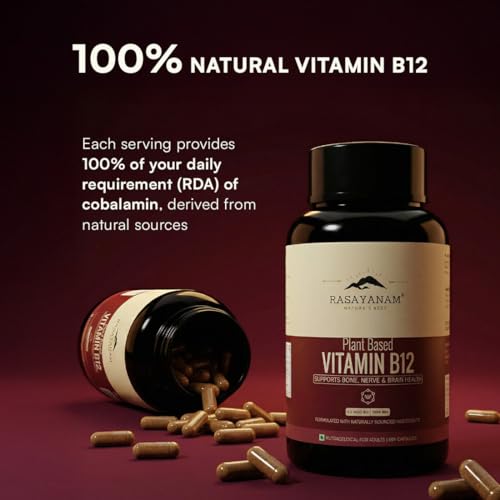 Image of Rasayanam Vitamin D3 + K2 & Vitamin B12 Combo for Daily Deficiency Support | For Energy, Nerve, Bone & Heart Health | 100% RDA, Lab-Tested & Vegetarian | D3+K2 (120 Tablets) + B12 (60 Capsules)