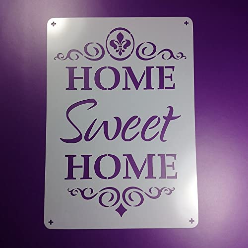 Schablone Home Sweet Home Schriftzug Ornament Fleur de Lys - BS93 Schablone Home Sweet Home Schriftzug Ornament Fleur de Lys - BS93
