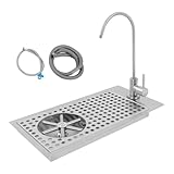 AGULIUM Glass Rinser Cup Washer, Commercial 304 Stainless Steel Pitcher Rinser with Faucet and Multi Angle...