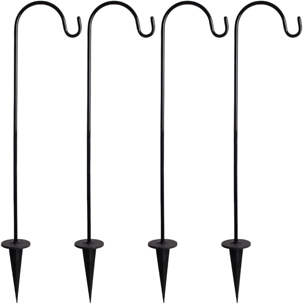 4pcs Heavy Duty Outdoor Shepherd Hooks for Hanging Plants Solar Lanterns and Garden Decor Plant Stand Hangers for Courtyards and Patios