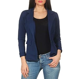Malito 1654 Damesblazer in effen kleuren, korte jas met knoop, jersey colbert in basic look