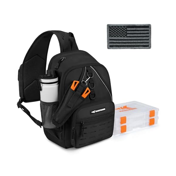 KastKing Karryall Fishing Sling Tackle Bag with 2 Tackle Trays, Tactical Fishing Tackle Storage Bag, Fishing Gear Storage