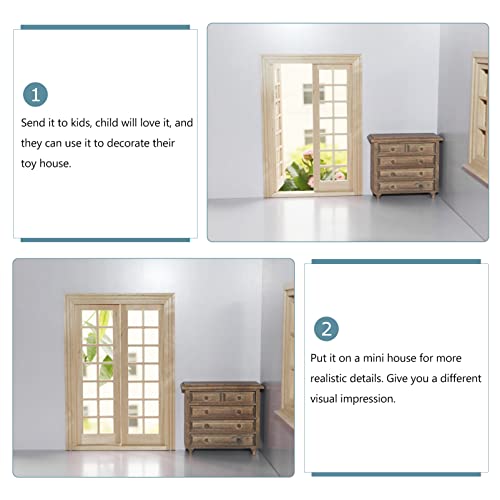 Image of DOITOOL Dollhouse Double Doors 1: 12 Scale Dollhouse Accessories DIY Miniature Doors and Windows 28 Panes Doll House Furniture Miniature Window Frames Doll House Building Materials