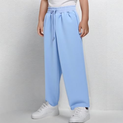 Girls Wide Leg Sweatpants Kids Boys Straight Leg Sweat Pants Joggers Fall Athletic School Uniform with Pockets 5-16y3