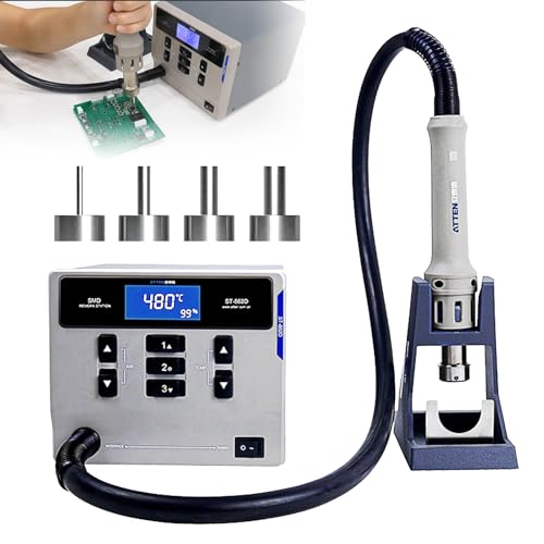 ATTEN ST-862D Hot Air Rework Station 1000W Hot Air Soldering Station with Auto Sleep Function Equipped with Large LCD Display & 4Air Nozzles Suitable for Micro Soldering Rework