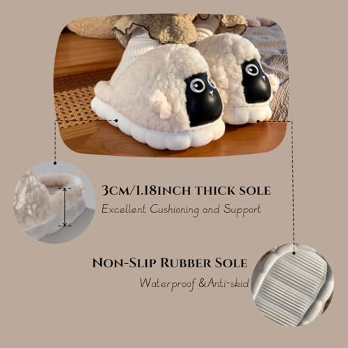 Cute Sheep Cartoon Women's Fuzzy Home Slippers - Indoor/Outdoor3