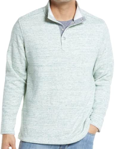 Tommy Bahama Summit Snap Mock Neck Pullover (Color: Oil Blue Heather, Size Xxl) #TOP9