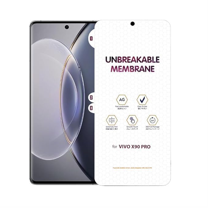 Image of AACL Matte Screen Protector for Vivo X90 5G / Vivo X90 Pro 5G Membrane Case Friendly Full Edge to Edge Screen Coverage & Installation Kit- (Pack of 1)