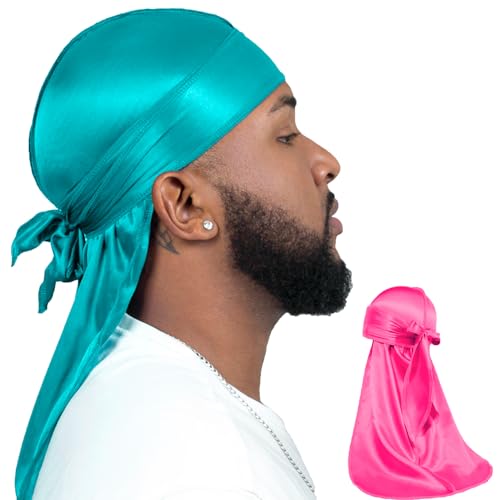 ForceWave Durags for men, Silky Satin Durag, Do Rag for Waves, 2 Pieces