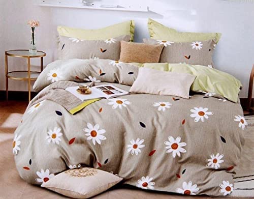 Image of IVAZA King Size Twill Cotton Double Bedsheet || 300 TC Premium Collection Design Print Bedsheet with 2 Pillow Covers Brown