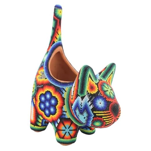 Handmade Huichol Cat Planter