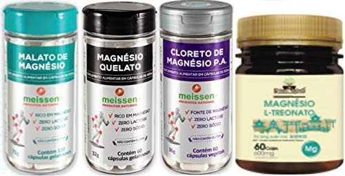 Magnésio Malato Treonato Quelato Cloreto Meissen Multivitta 60 Cápsulas Kit Mix