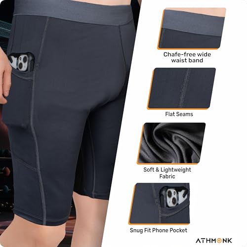 Image of 4-Way Lycra Compression Shorts for Men | Tight Skin Fit, Non Padded | Cycling Running Workout Gym Cricket Football Sports | Tummy Tuck Recovery Muscle Support | Quick Dry Anti-Chafe