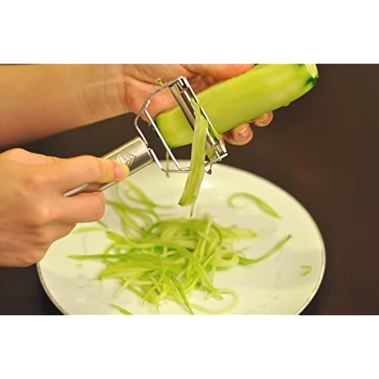 Brieftons Julienne Peeler/Cutter/Slicer: Serrated Stainless Steel Fruit/Vegetable Peeler & Julienne Slicer
