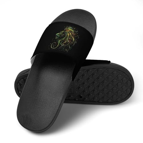 Jamaican Lion Of Judah Reggae Unisex Shower Shoes House Slippers Non-Slip Indoor Bathroom Shoes for Pool Beach 38 (240mm)4