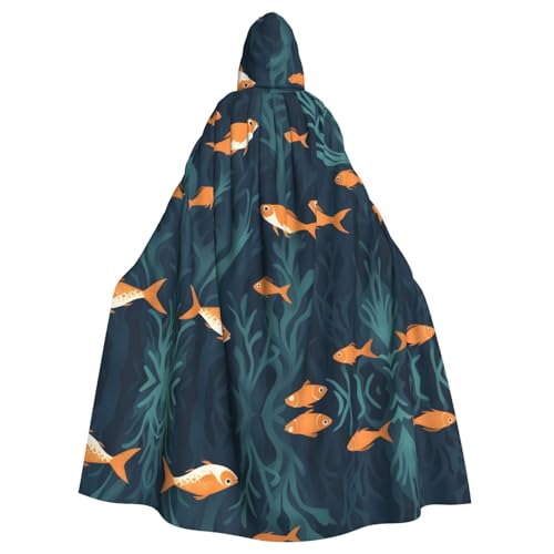 Manteau long à capuche imprimé poisson pour adulte : restez au chaud avec style
