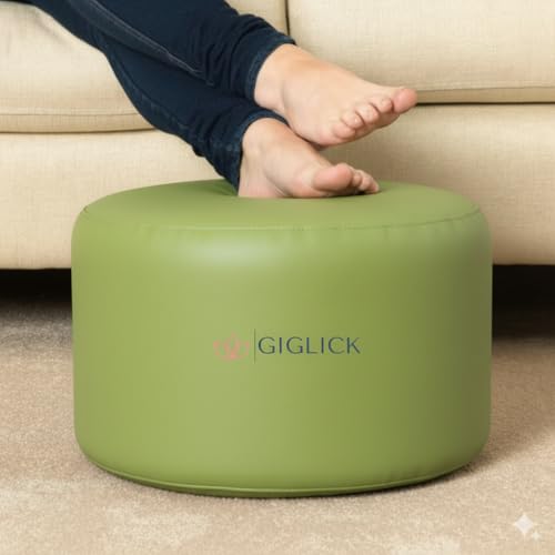 Image of 4XL Bean Bag Cover with Foot Stool & Cushion Cover | Premium PVC Leatherette | Double Stitched | 6 Months Warranty (Beans Required) Color-(Green)