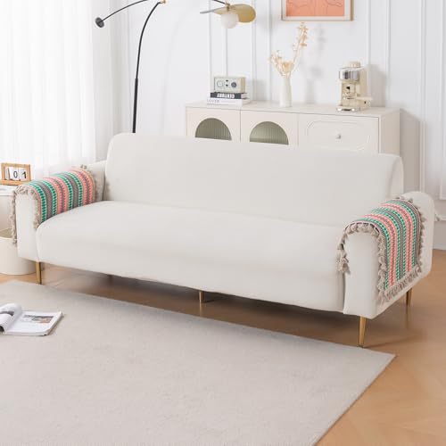 Image of HOKIPO 'Artisan Boho Series' Sofa Arm Cover with Tassel | 450 GSM Thick Cotton Acrylic Jacquard Fabric Armrest Mat Size 50x70 cm, Pack of 2, Mint Green (IN-899-A7*2SM)