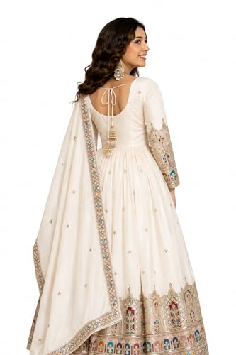 Image of Omkar Textile's Georgette Anarkali Gown with Dupatta Set, Embroidered, Wedding