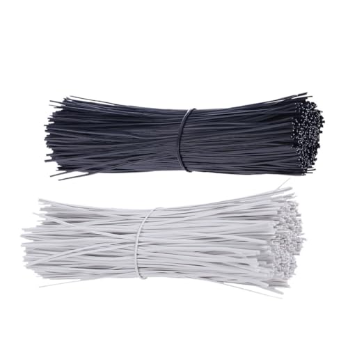 Cable Ties 0.45mm Plastic Coated Iron Wire Wraps para Hogar y Oficina | 1000 Piezas Totales, Reutilizables para Bolsas y Etiquetas, Asegurando Cables, Opciones en Color Negro y Blanco