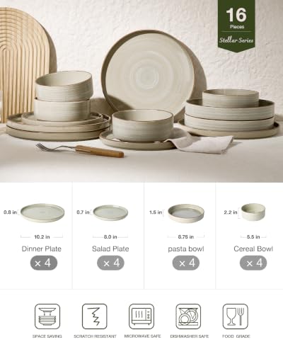 Image of Famiware Stellar 16-Piece Plates and Bowls, Matcha Green