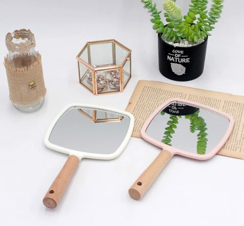 Image of Single Sided Handheld Vanity Mirror for Travel | Portable Face Mirror with Comfy Handle & Hanging Hole | Small Rectangular Makeup Hand Mirror for Men & Women (Multicolor, 25 x 14 cm) Fan