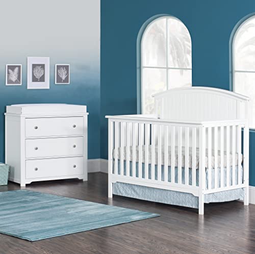 Forever Eclectic Cottage Curve Top 3-Piece Nursery Set with 4-in-1 Convertible Crib, 3-Drawer Dresser, and Changing Table Topper by Child Craft (Matte White) Forever Eclectic Cottage Curve Top 3-Piece Nursery Set with 4-in-1 Convertible Crib, 3-Drawer Dresser, and Changing Table Topper by Child Craft (Matte White)