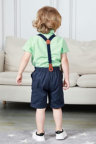 Image of A&J DESIGN Toddler Boy Suit Dress Clothes St. Patricks Day Suspenders Gentlman Dress Summer Outfit Grass Green 4-5T