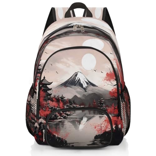 Japanses Fuji Moutain Cherry Blossom School Backpack for Boys Girls Women Men Lightweight Laptop Casual Daypack Rucksack Backpacks Book Bag