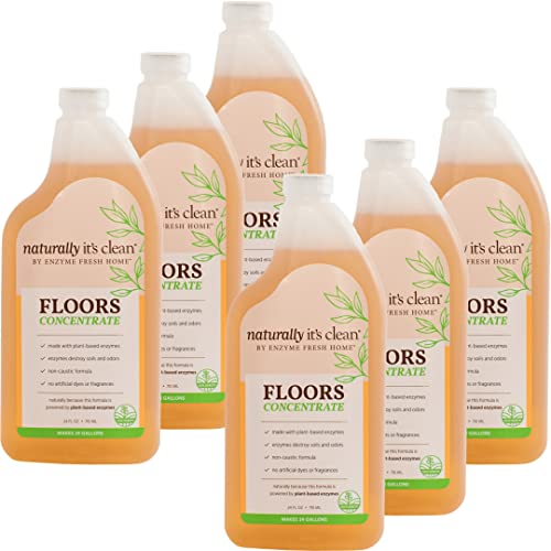 Naturally It's Clean Floor Enzyme Floor Cleaner | Safer For Pets And Kids | Powerful Plant Based Enzyme Formula Cleans Hardwood, Tile, And Floors Stain Free | 24 Gallon Rinse Free Concentrate | 6 Pack #TOP14