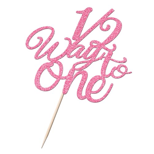 Naicaek 1/2 Way to One Cake Topper,Happy 6 Months Cake Decorations,Half Way to One Cake Topper,Baby Boys Girls 6 Months Birthday Party Decorations (Pink Glitter)