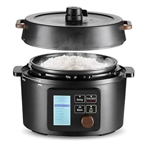 IRIS USA Pressure Rice Cooker Japanese 3 Qt. and 8-in-1 Electric Pressure Cooker, Slow Cooker, Rice Cooker, Steamer, Sear & Sauté, for 2-3 People with Over 110 Pre-Programmed Recipes, Black