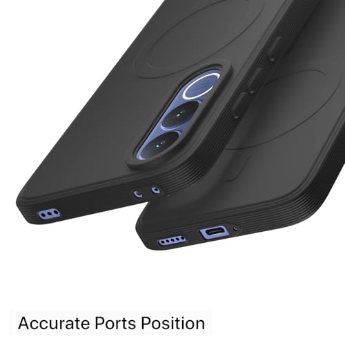 Image of Outlouders Back Cover for Vivo V70 FE 5G Soft Matte Silicone Cover with Slim Fit | Mag-Safe Logo (Not Mag-Safe Compatible) | Shockproof | Camera Protection Bumper Case (Black)