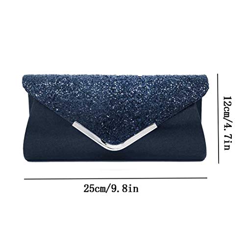 Kalaien Envelope Clutch Purses For Women Glitter Evening Bag Handbags For Wedding And Party (Navy Blue) #TOP1