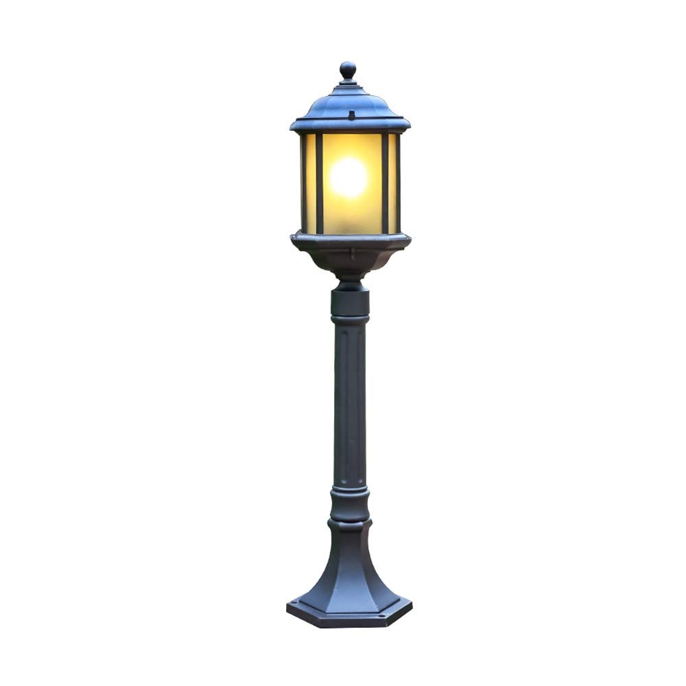 QUSYZD Post Lights Outdoor,Black European Outdoor Lawn Lamp Outdoor Waterproof Rust Single Head Long Pole Lamp Park Lawn Grass Lamp Landscape Lamp Community Villa Garden Lamp E,