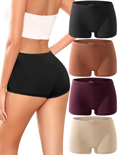 Image of ALL OF SHE Boy Shorts Underwear for Women Full Coverage Boxer Briefs Soft Seamless Panties Lingerie Under Dress Booty Shorts